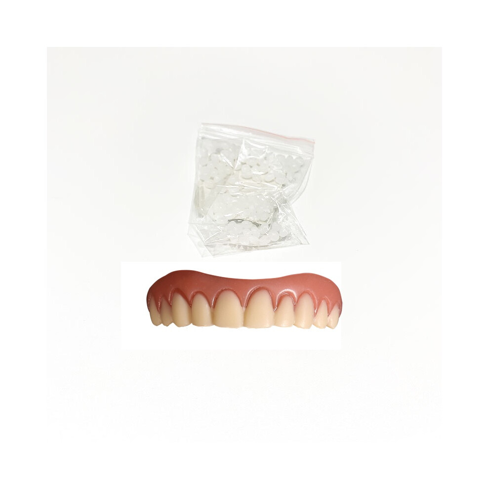 (Upper Teeth) Gel Silica Veneers False Teeth Snap On Instant Smile Cosmetic Tooth Dentures Set