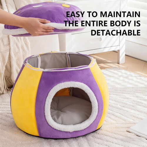 Coussin champignon pour chats et chiens, violet, petite taille 2