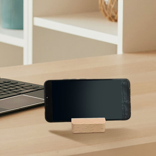 Houten telefoonhouder, universele, moderne en compacte standaard 2