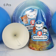 (6pcs-Paper Caps) Kids Birthday Octonauts Party Supplies Decor Balloon Cup Plate Tableware Banner