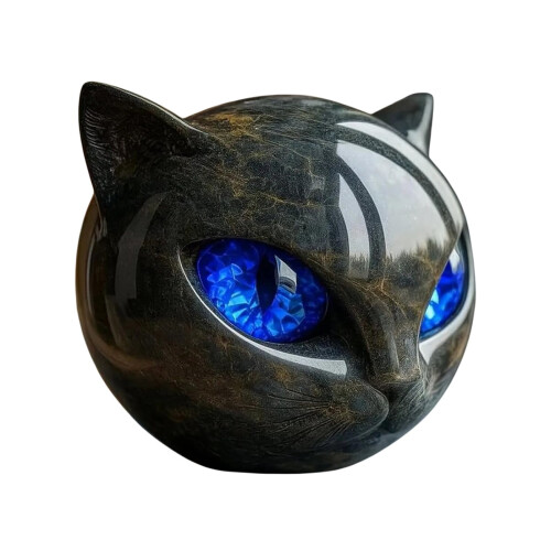 Schwarze Katze, Harzfigur mit bernsteinfarbenen Augen 1