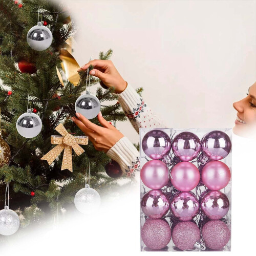24 Pack Purple Plastic Christmas Ornament Balls 4cm 1