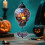 Stained Glass Skull Hanging Light with Bat Pendant 5