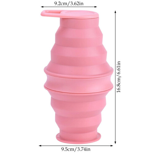 Gobelet de voyage pliable en silicone 350 ml rose 2