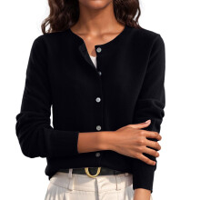 Elastisk polyester damegenser med knapper og kort cardigan, løs passform, essensielt yttertøy for reiser