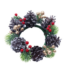 Ghirlanda di candele con pigne in plastica e bacche, 6,29 x 2,16 pollici