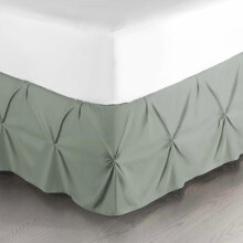 Jupe de lit simple vert sauge, 14 pouces de hauteur, plis pincés