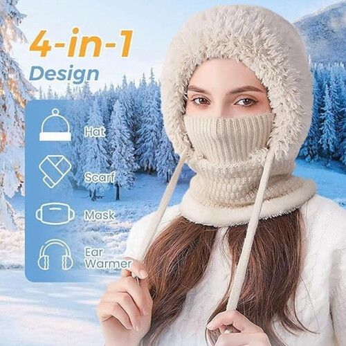 Gorro 3 em 1 com cachecol e máscara, forrado com lã. 1