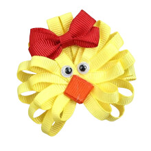 Pinza para el cabello de pollito de Pascua hecha a mano con lazo 3D (1 pieza)