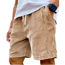 Mokaloha Men's Corduroy Shorts, Pacificozy Casual Summer Beach Shorts with Drawstring Elastic Waist, Loose Fit Lightweight Shorts with Pockets