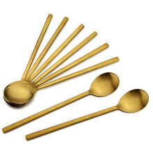 Koreanische Löffel aus Edelstahl, 8-teiliges Set, 21,6 cm, Gold