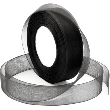 Schwarzes, transparentes Organzaband, 1 Zoll x 50 Yards