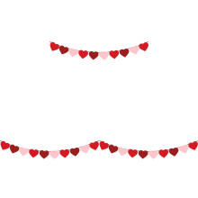 3PCS Red Felt Heart Garland Set