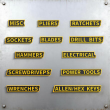 Verpakking van 12/24/36 magnetische gereedschapskistlabels, 3D-geprinte herbruikbare labels voor stalen gereedschapskisten, karren, lades en kasten.