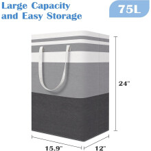 Cesto de roupa suja cinza degradê 75L - Pacote com 3