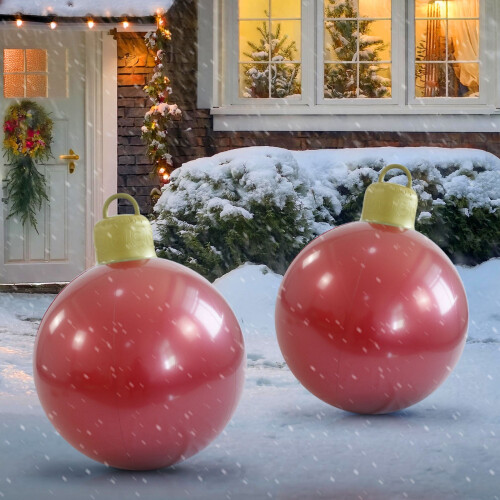 Aufblasbare Weihnachtskugeln für den Außenbereich, 60 cm, 2 Stück