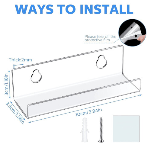 Vinyl Shelf White Acrylic Wall-Mounted 1 Pc 1