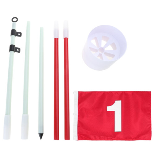 Ensemble drapeau de golf et trou – Drapeaux en nylon, tige en fer