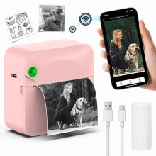 Micro stampante termica portatile senza inchiostro con 1 rotolo di carta