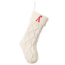 Strikket julestrømpe med broderte initialer 45 cm