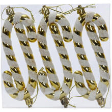 Kerstsnoepjesornamenten, 12 cm plastic glitterdecoraties