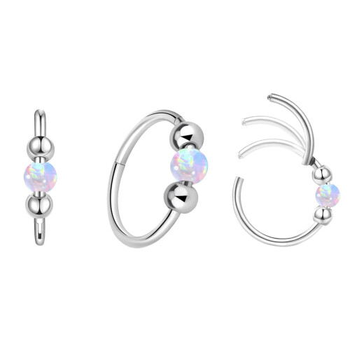 Nasenring aus 18g Opal mit Stahlperlen – 8mm oder 10mm