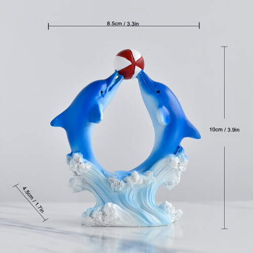 Dolphin and Heart Resin Statue Ocean Theme 1 PC 1