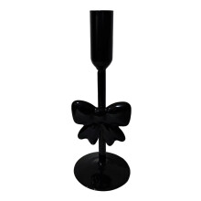 Clear Glass Taper Candle Holder with Bow – 10in & 8in Set