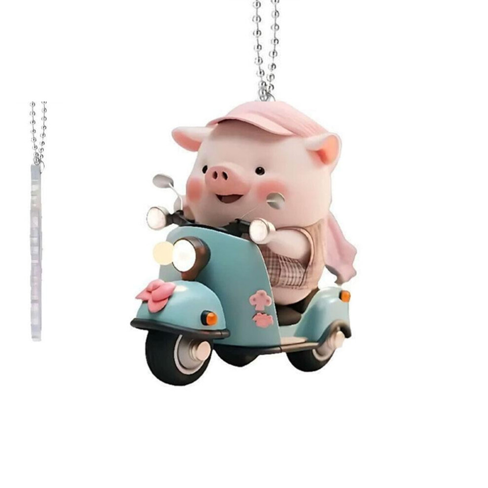 Pig Car Hanging Ornament Acrylic Rearview Mirror Pendant 9066521237845