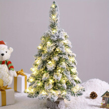 Pre-Lit Flocked Christmas Tree White 45cm
