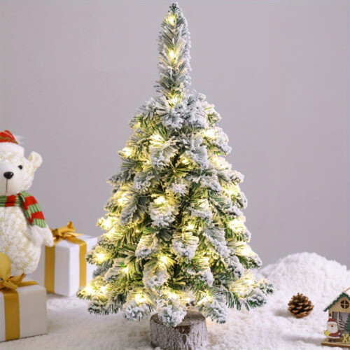 Pre-Lit Flocked Christmas Tree White 45cm