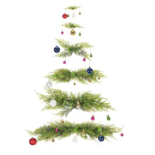 Wall-Mounted Christmas Tree with Decorative Balls