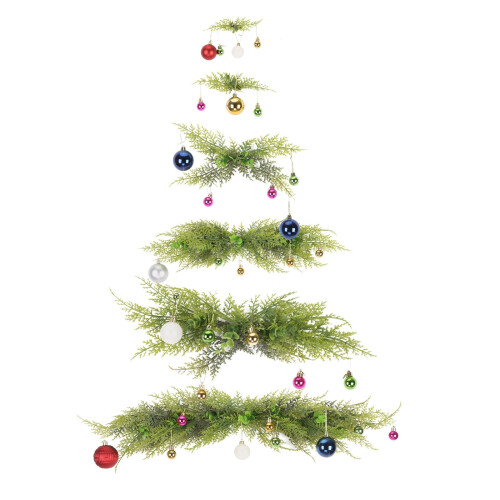 Wall-Mounted Christmas Tree with Decorative Balls