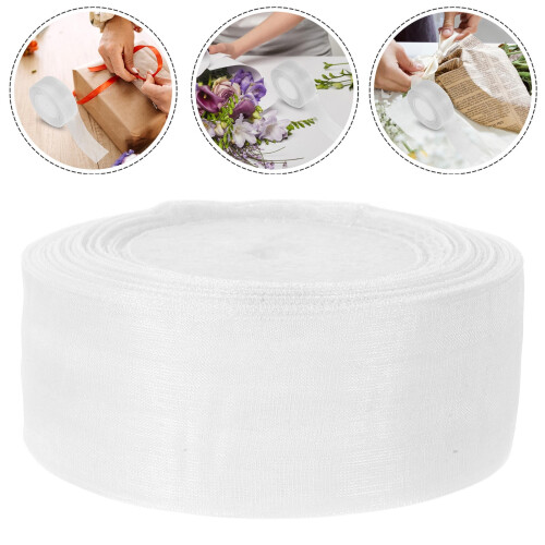 Weißes Chiffonband, 45 m x 3,8 cm