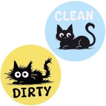 2pcs Cat Flip Magnets – Clean/Dirty Dishwasher Signs