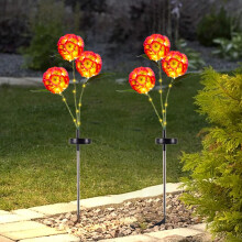 3LED solární zahradní světla s motivem pampelišky, červená