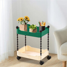 2-Tier Rolling Storage Cart Plastic Multicolor 1 Pc