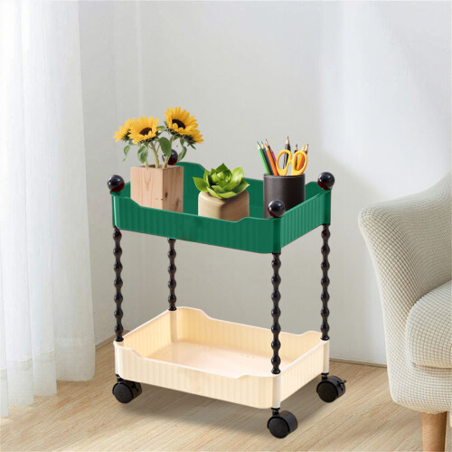 2-Tier Rolling Storage Cart Plastic Multicolor 1 Pc