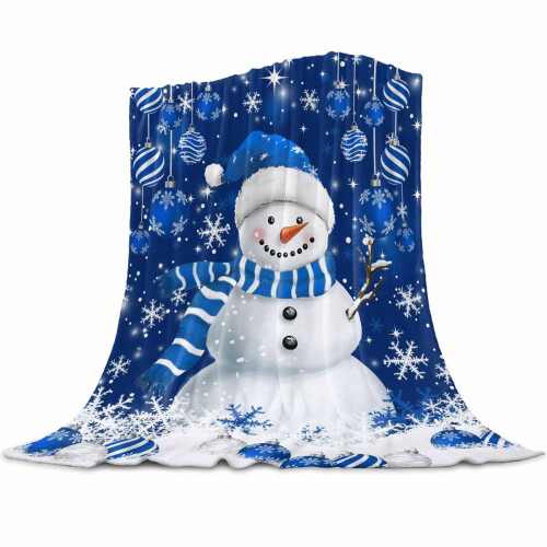 Blue Snowman Flannel Throw Blanket 40 x 60 in