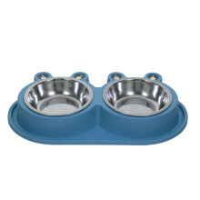 Comedero doble para mascotas KALLORY con foso y 2 compartimentos