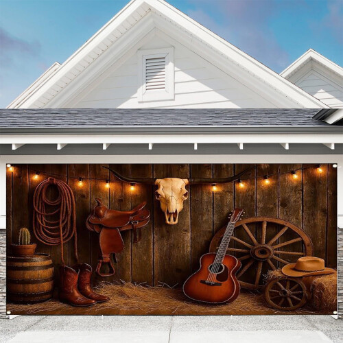 Painel de fundo retrô de tecido estilo faroeste cowboy, 400 x 180 cm (157,48 x 70,87 polegadas).