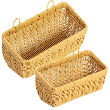 2 Wall-Hanging Storage Baskets, Imitation Rattan Plastic,