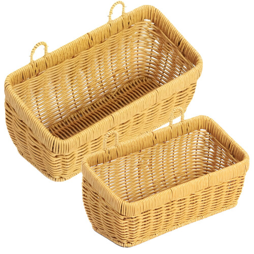 2 Wall-Hanging Storage Baskets, Imitation Rattan Plastic,