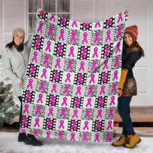 Pink Ribbon Breast Cancer Awareness Throw Blanket Flannel