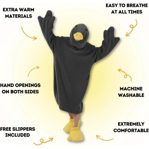 Ducks White Goose Sleeping Suit Ενηλίκων Φούτερ με Κουκούλα Ζεστό 2