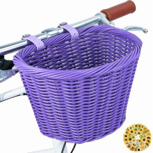 Panier avant de vélo enfant violet tissé à la main avec 50