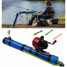 Canne à pêche télescopique pour catapulte – Bleue, 38 cm, Alliage + ABS