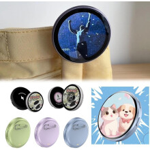 Broche eletrônico inteligente com tela sensível ao toque IPS de 1,7", Bluetooth, fotos/GIFs/vídeos personalizados, pingente para usar no pulso –