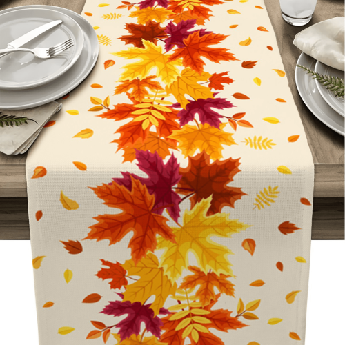 Sunflower & Maple Table Runner Cotton-Linen 72x13 Inch