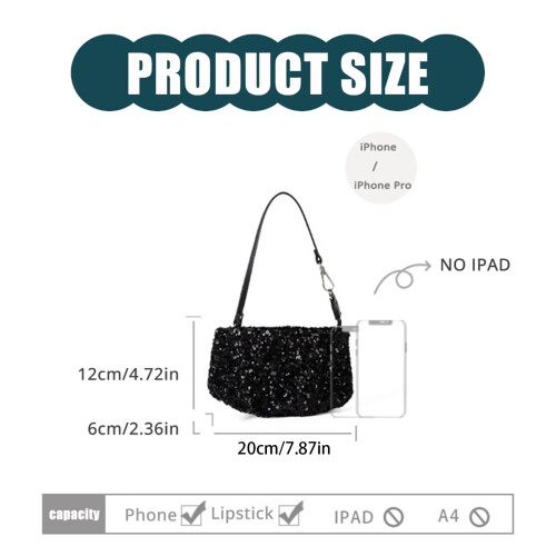 Αστραφτερή βραδινή τσάντα clutch με πούλιες και αλυσίδα 2